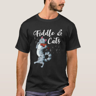 Musikinstrumentsträngarna Fiddle och Cats land c T Shirt