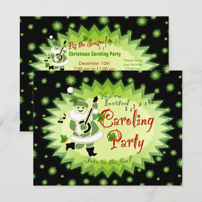 Musikjultomten Elf, inbjudan till Party (Fram/baksida)