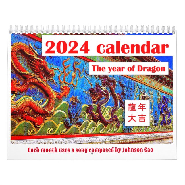 Musikkalender 2024 för året Dragon Kalender (Omslag)