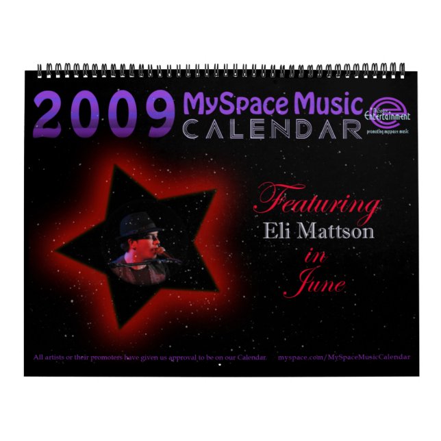 MUSIKKALENDER för 2009 MYSPACE som presenterar ELI Kalender (Omslag)