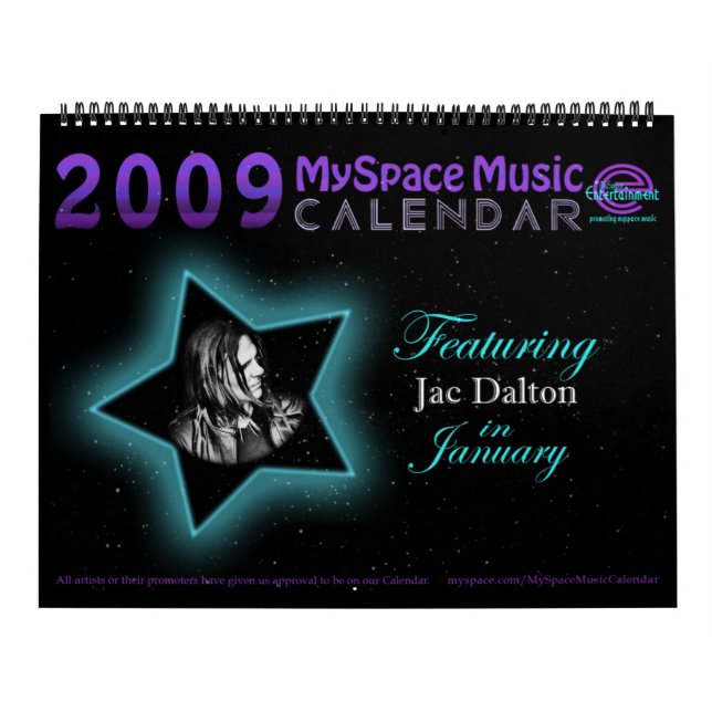 MUSIKKALENDER för 2009 MYSPACE som presenterar JAC Kalender (Omslag)