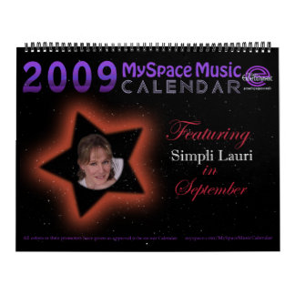 MUSIKKALENDER för 2009 MYSPACE som presenterar Kalender