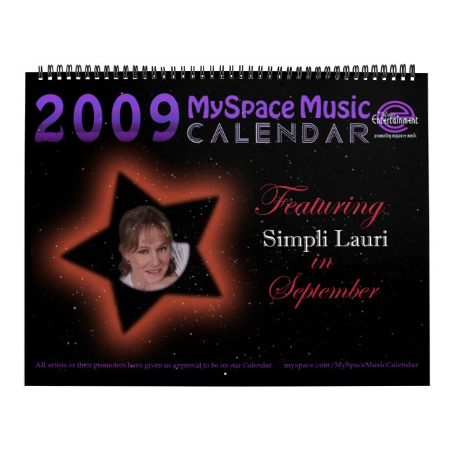 MUSIKKALENDER för 2009 MYSPACE som presenterar Kalender (Omslag)