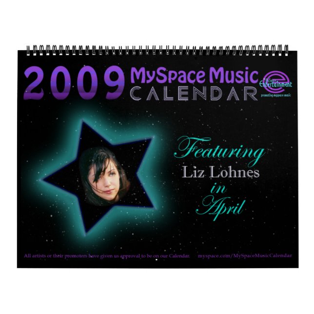 MUSIKKALENDER för 2009 MYSPACE som presenterar LIZ Kalender (Omslag)