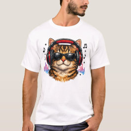 Musikkär Katt Med Hörlurar T Shirt