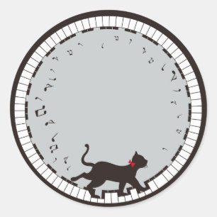 Musikkatt Runt Klistermärke