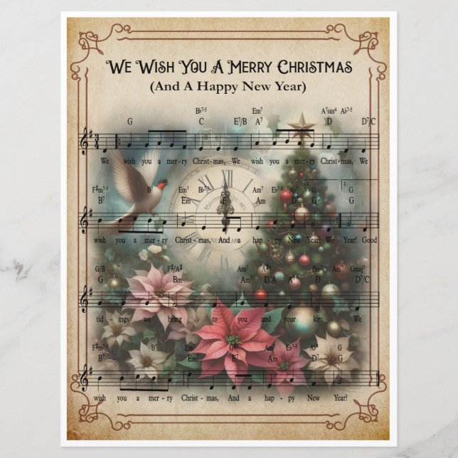 Musikkonst papper-Lakan - vi önskar er en God jul (Framsida)