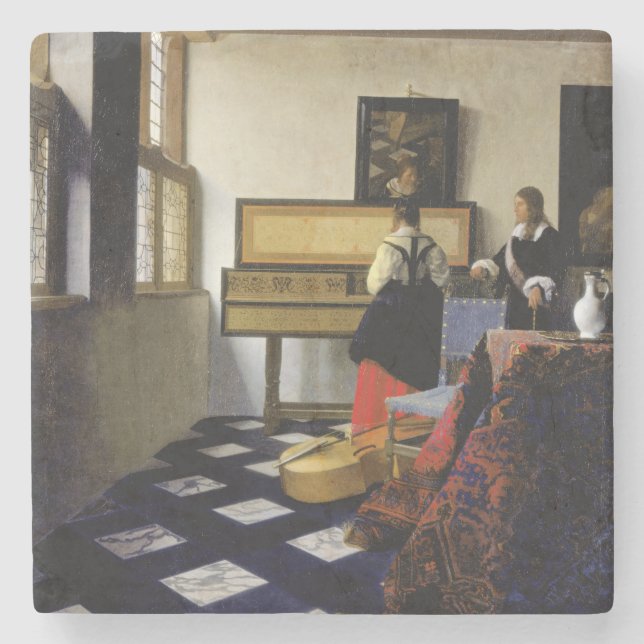 Musikkursen av Johannes Vermeer Underlägg Sten (Framsidan)