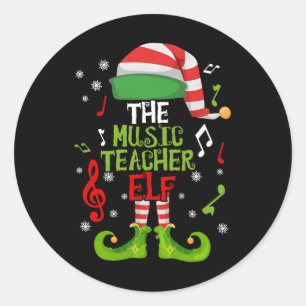 Musiklärar Elf Jul Familj Matchande Xmas G Runt Klistermärke