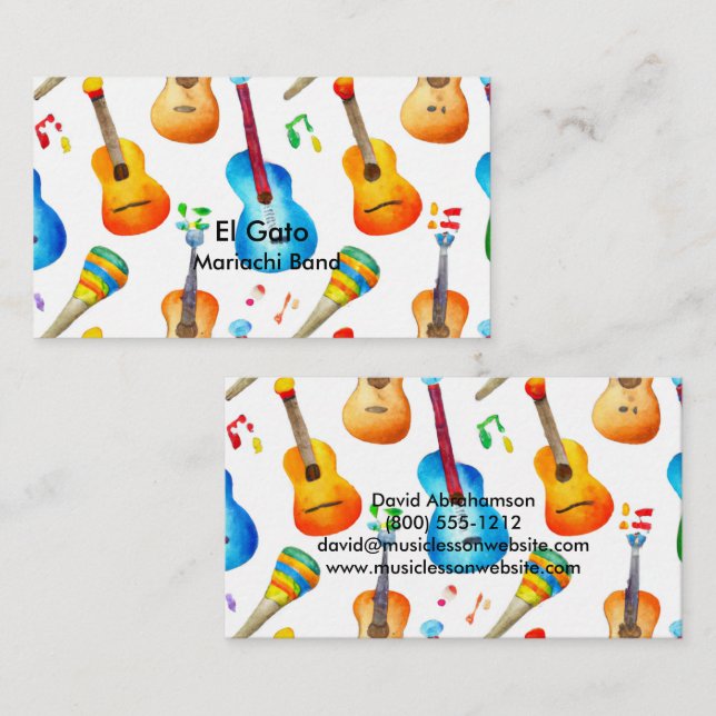 Musiklärar Gitarrlärare Mariachiorkester Visitkort (Fram/baksida)