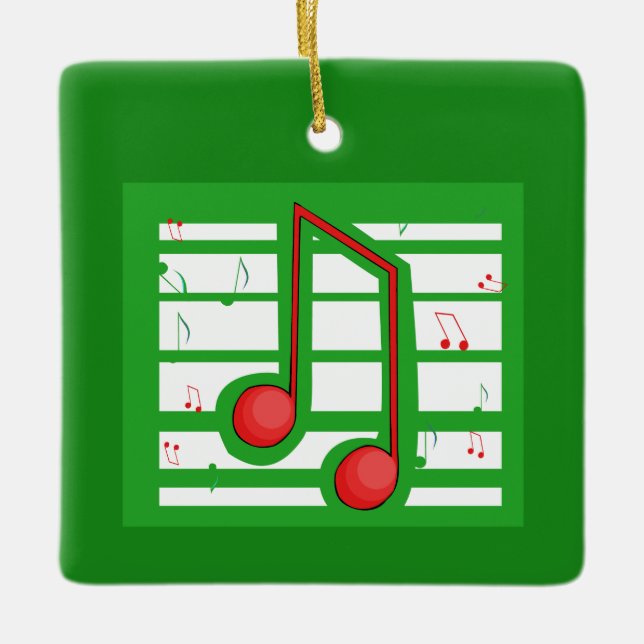 Musiklärar jul, noter på grönt julgransprydnad keramik (Framsida)