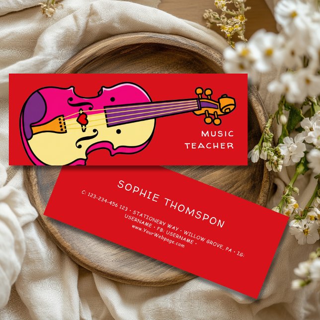 Musiklärar violinprivatlektioner mini visitkort (Skapare uppladdad)