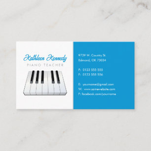 Musiklärare Black White Piano Nycklar Visitkort