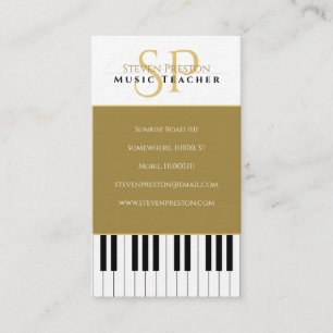 Musiklärare Black White Piano Nycklar Visitkort
