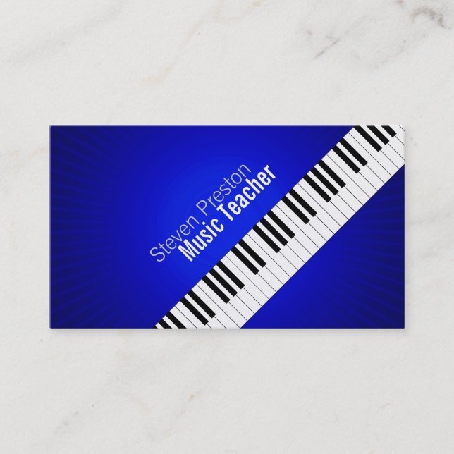 Musiklärare | Blue Piano Nycklar Visitkort (Framsida)