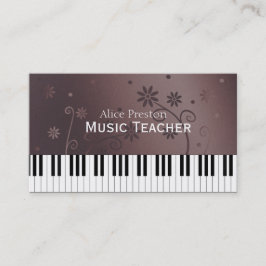 Musiklärare | Bronze Blommigt Piano Visitkort