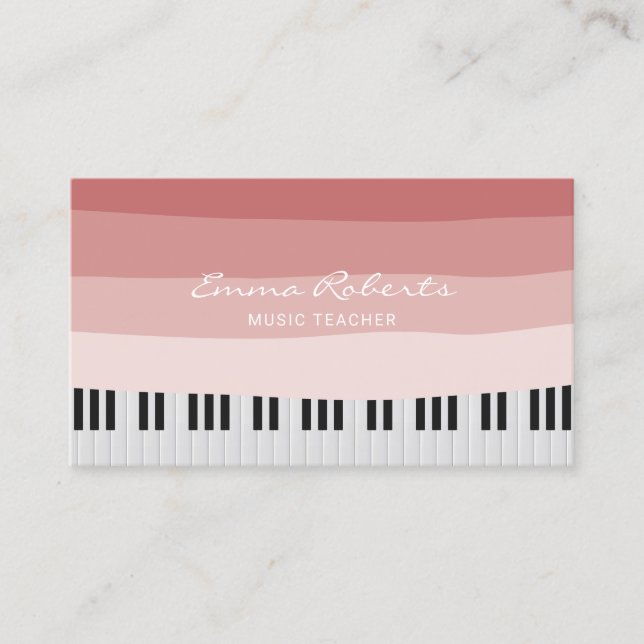 Musiklärare Coral Red Rand Piano Nycklar Musik Visitkort (Framsida)