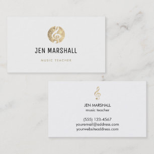 Musiklärare elegant faux guld foil treble clef visitkort