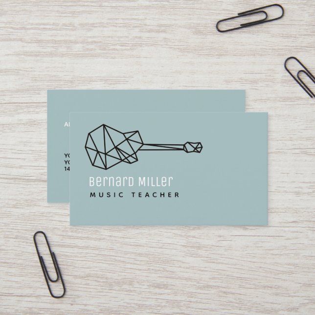 Musiklärare - enkel minimalistisk dammblå visitkort (Fram/Back In Situ)
