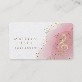 musiklärare faux guld foil treble på shock rosa visitkort