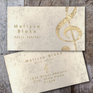 musiklärare faux guld foil treble visitkort