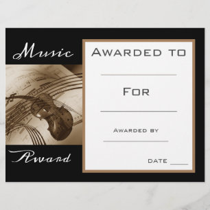 Musiklärare i Cute Music Violin Award Certificate