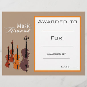 Musiklärare i Cute Music Violin Award Certificate