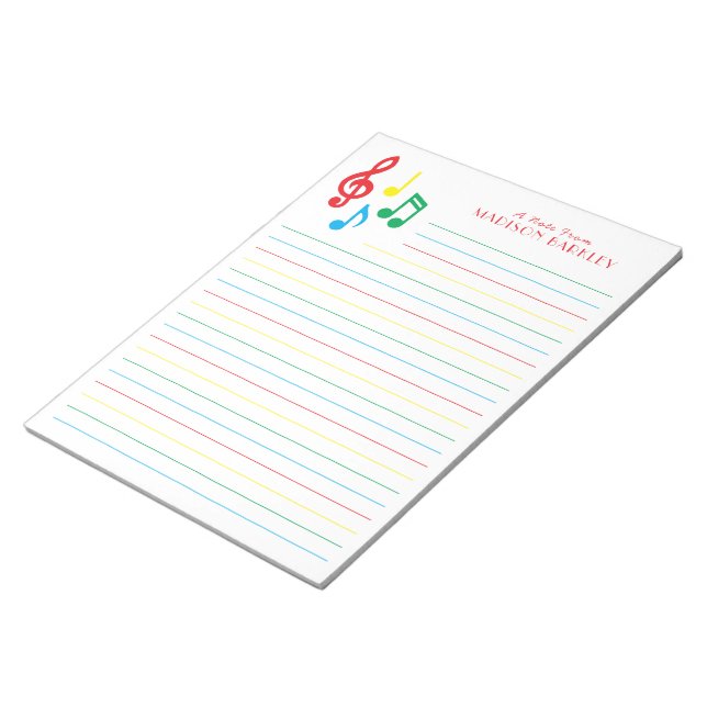 Musiklärare i musikanteckning anteckningsblock (Vinklad)