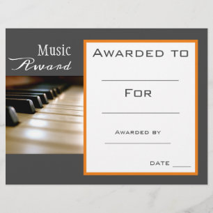 Musiklärare i musikpiano-tilldelningscertifikat