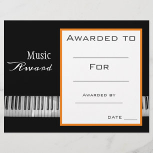 Musiklärare i musikpiano-tilldelningscertifikat