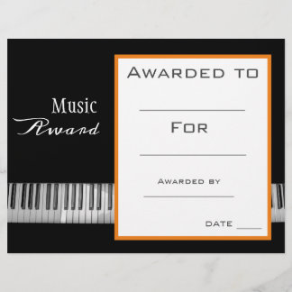Musiklärare i musikpiano-tilldelningscertifikat