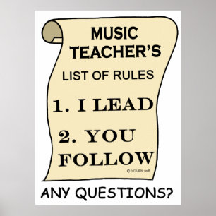 Musiklärare listar av regler poster