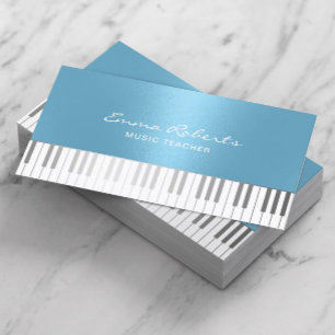 Musiklärare Modern Blue Piano Nycklar Musical Visitkort
