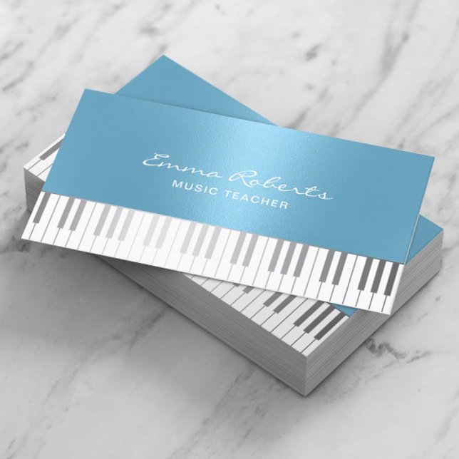 Musiklärare Modern Blue Piano Nycklar Musical Visitkort (Skapare uppladdad)