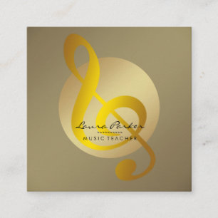 Musiklärare Musical Note Guld Musician Fyrkantigt Visitkort
