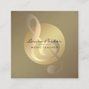 Musiklärare Musical Note Guld Musician Fyrkantigt Visitkort