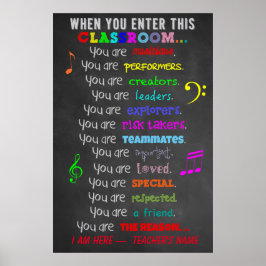 Musiklärare - när du kommer in i klassrummets Regl Poster