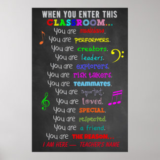 Musiklärare - när du kommer in i klassrummets Regl Poster