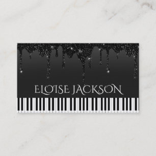 musiklärare pianist Black glitter Visitkort