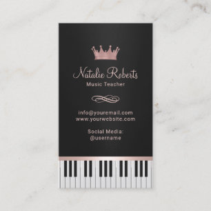 Musiklärare Piano Nycklar Ro Guld Krona Visitkort