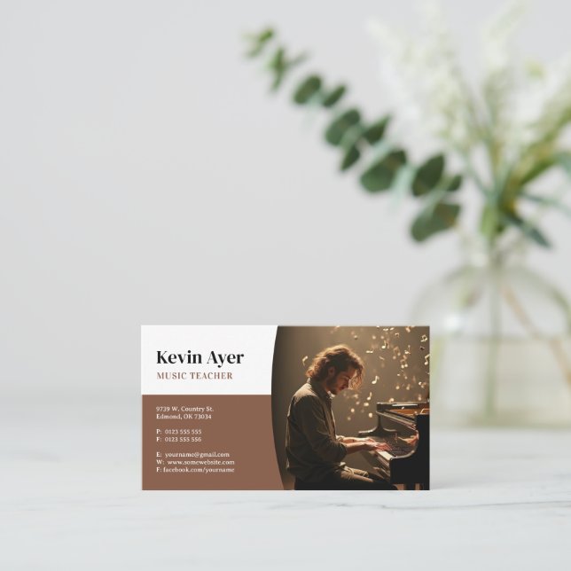 Musiklärare | Piano Visitkort (Stående Fram)