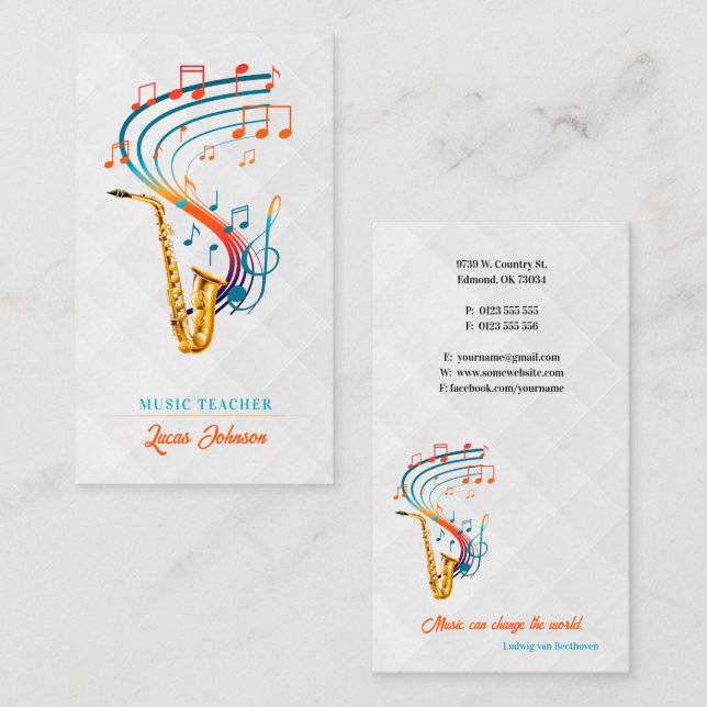Musiklärare | PROFESSIONELL Visitkort (Fram/baksida)