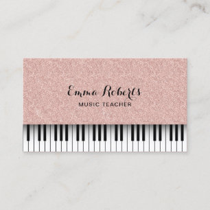 Musiklärare Ro Guld Glitter Piano Visitkort