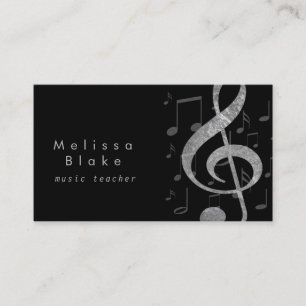 musiklärare silver grått treble visitkort