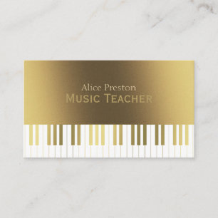 Musiklärare Snyggt Golden Piano Visitkort