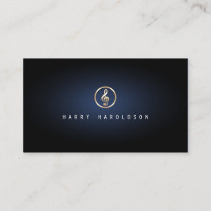 Musiklärare Treble Clef Icon Blue Glow Music Visitkort
