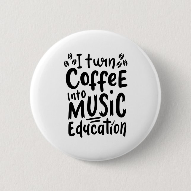 Musiklärare vänder kaffe till musikutbildning knapp (Framsida)