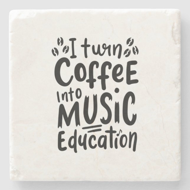 Musiklärare vänder kaffe till musikutbildning stenunderlägg (Framsidan)