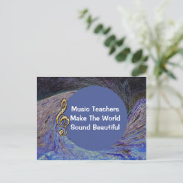 Musiklärarens Tack Blå Spiral Virvel Skola Vykort