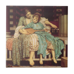 Musiklektion av Lord Frederic Leighton Kakelplatta